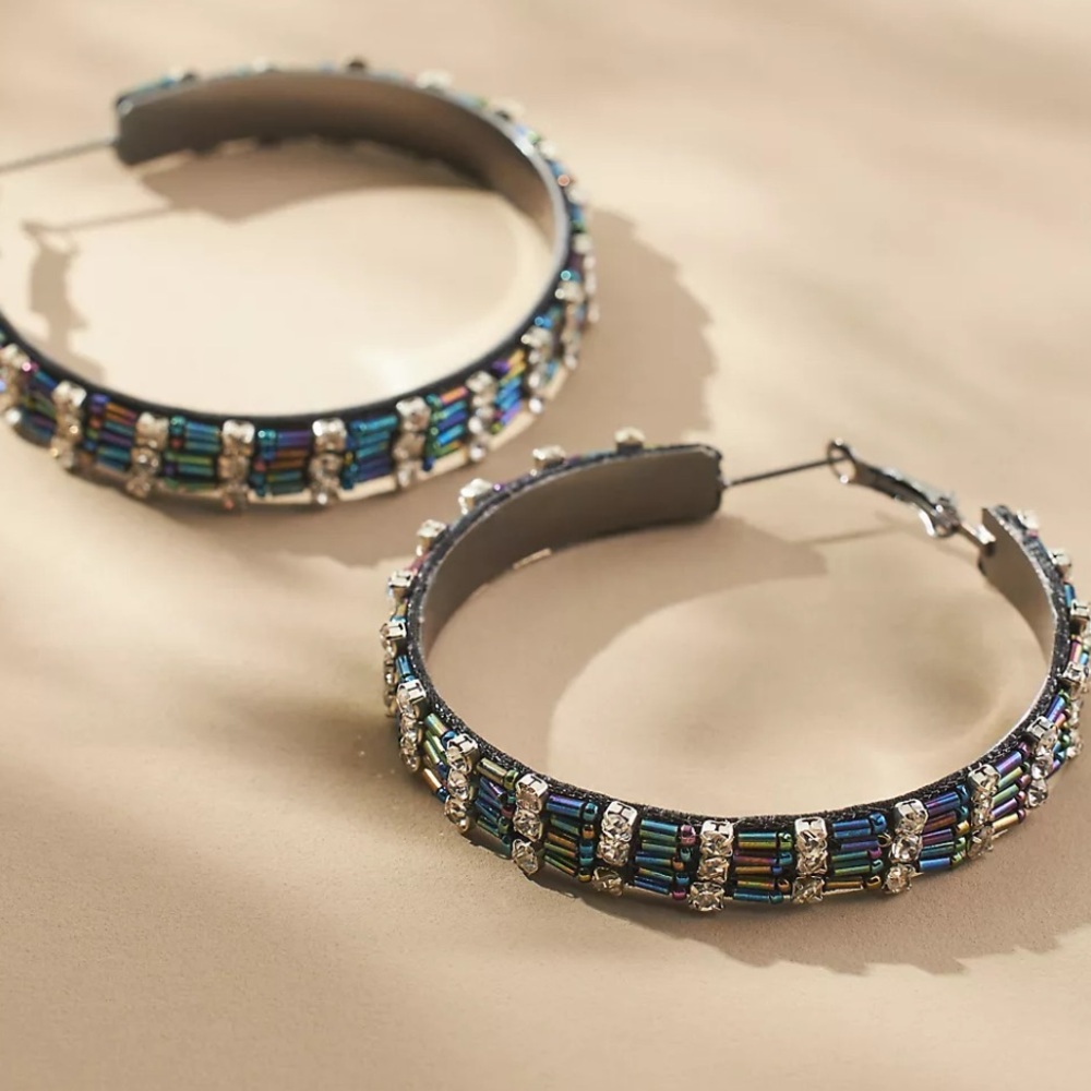 Anthropologie *NWT* Beaded Multicolor Hoop Earrings
